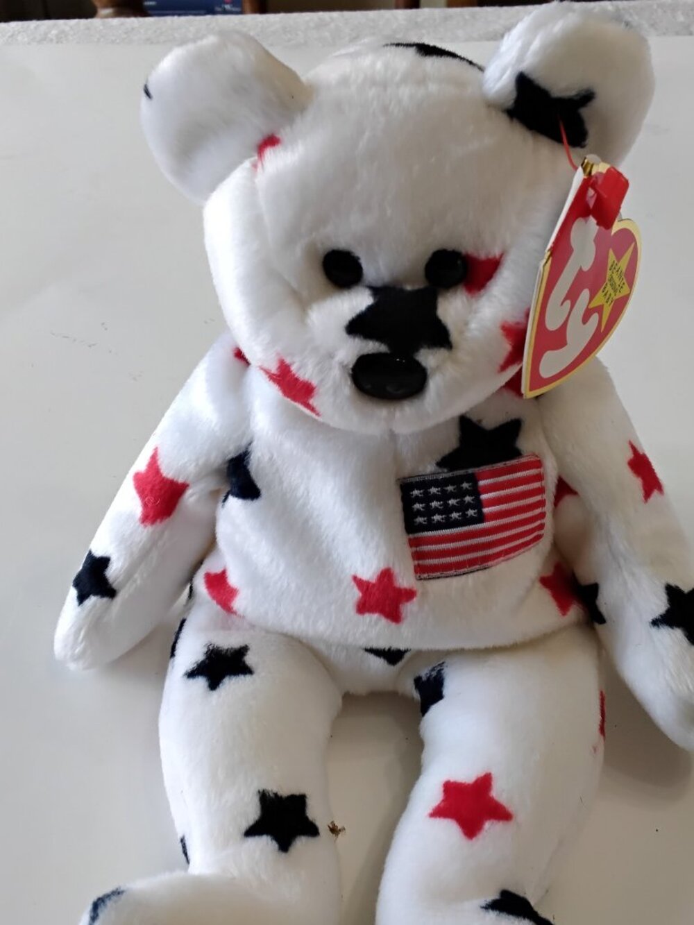 Vintage Ty Beanie Baby - Glory the Bear (1998 Retired) Patriotic Plush